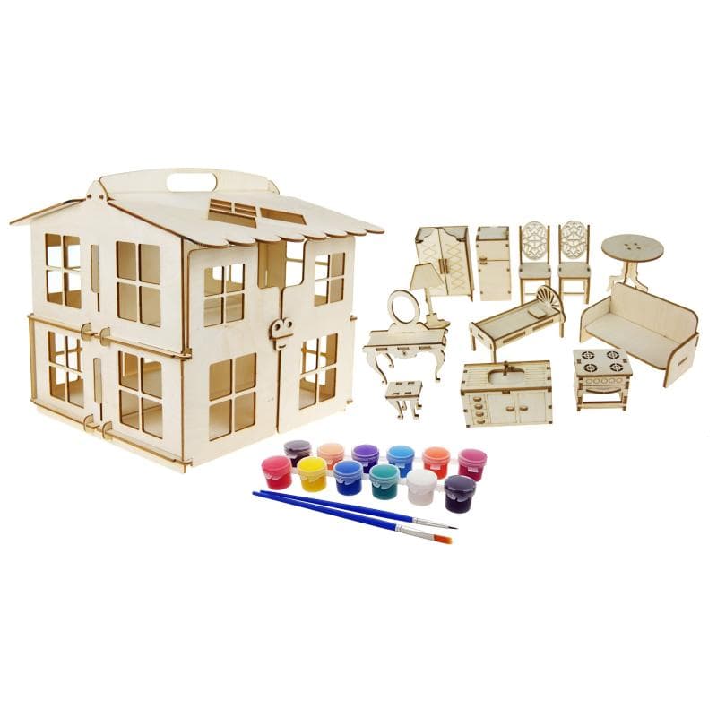 Safecore dolls' house with doll furniture — self-assembly and painting