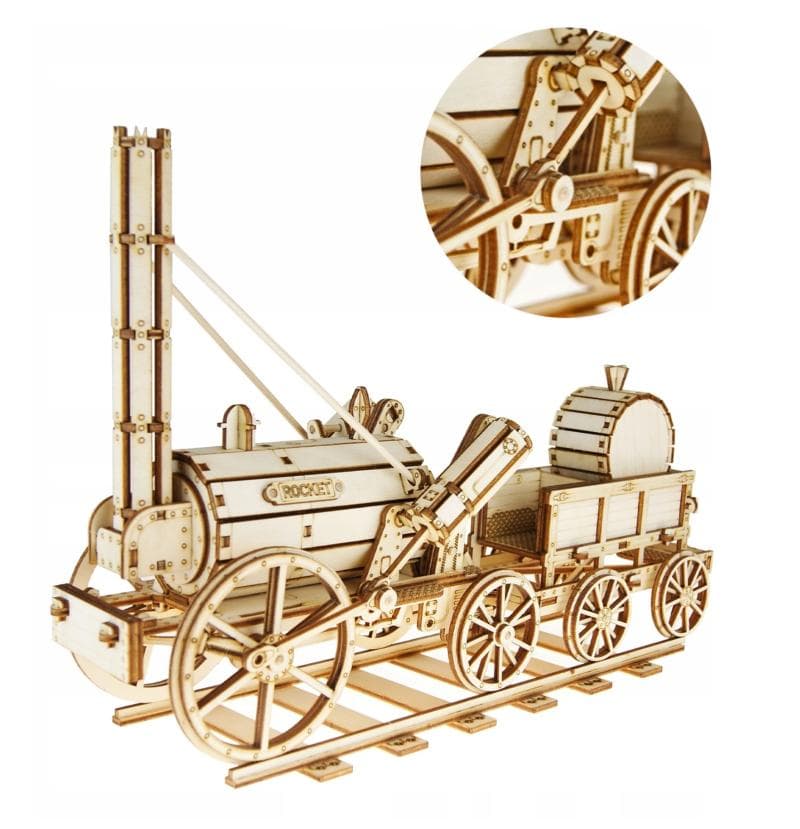 Wooden 3D jigsaw puzzle — steam locomotive model
