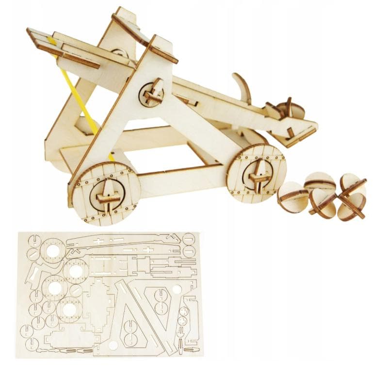 Wooden catapult — jigsaw puzzle for self-assembly